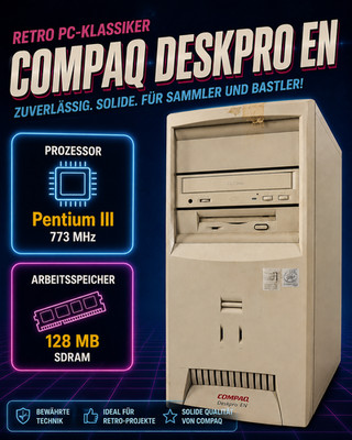 Retro Pc Computer Compaq Pentium III 733 MHz