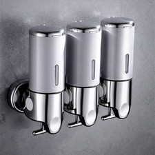 3 in 1 Chamber Wall Mounted Shampoo and Conditioner Dispenser Silver