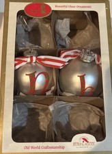 Kurt Adler Glass Initials Silver Red Ball Ornament With Bows In Box
