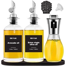 OKYUK Olive Oil Dispenser Bottle And Oil Sprayer For Cooking, Oil And Vinegar 20
