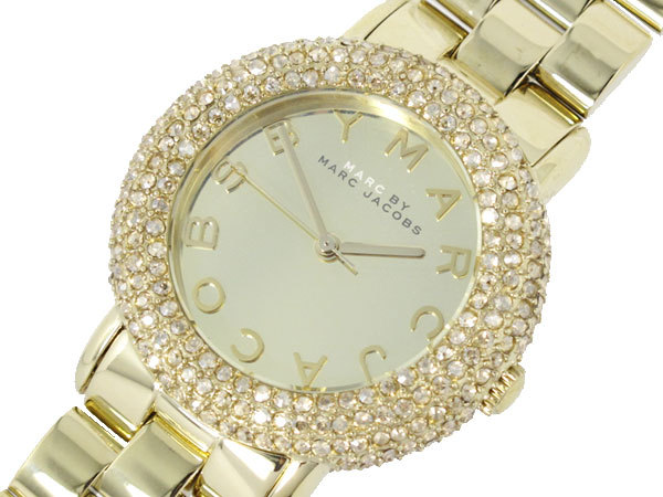 MARC JACOBS MARCI GOLD TONE,CRYSTAL,STAINLESS STEEL LINK BRACELET