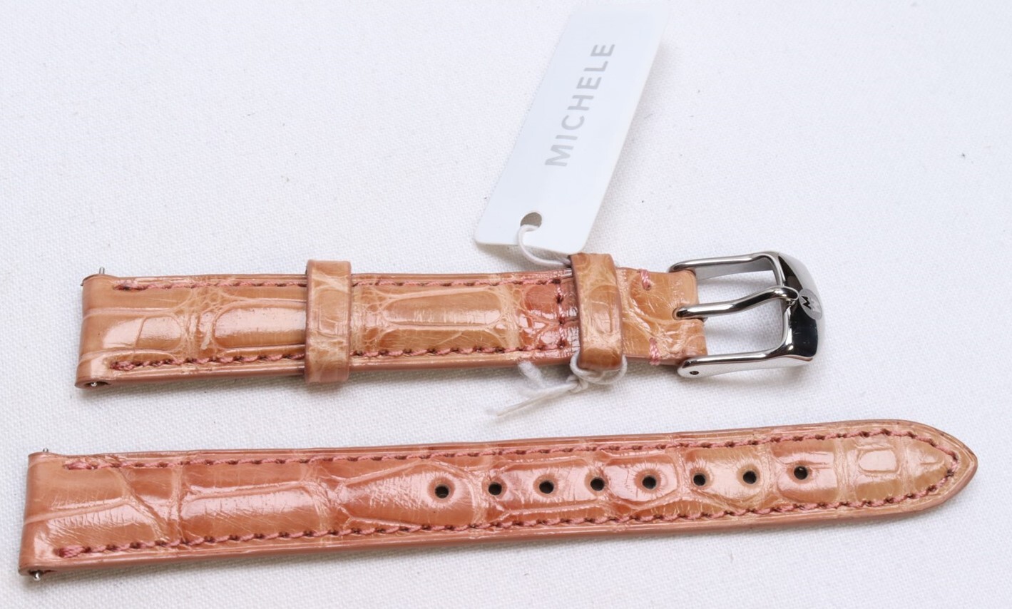 Michele MS14AA010665 Dusty Mauve Alligator 14mm Watch Strap $180 New