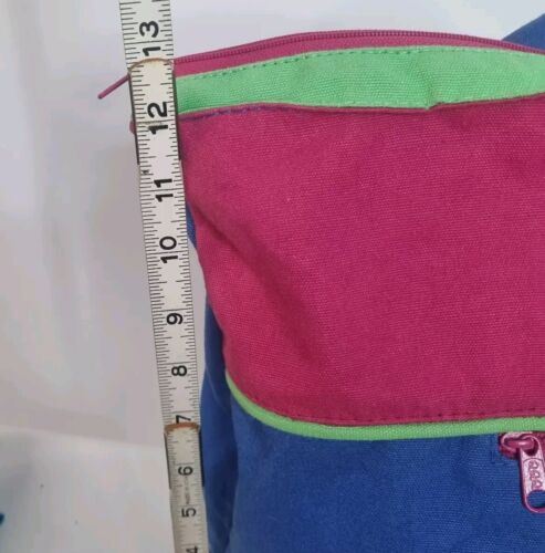 VTG Club Pacific Zip Top Canvas Neon Tote Beach Bag Retro Throwback Colorblock - Picture 12 of 14