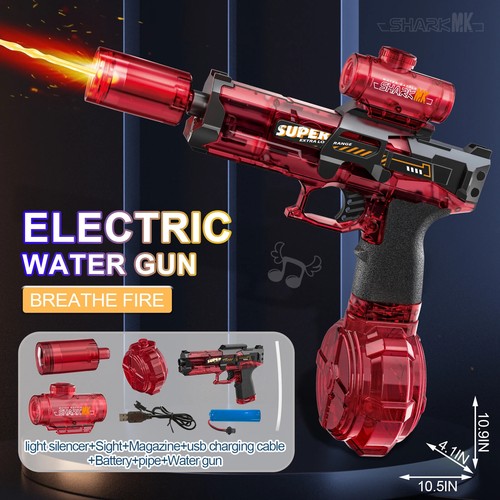 Neue Elektrische Wasserpistole mit Licht sprüht Flammeneffekt kontinuierlich Hochdruck - Bild 9 von 27