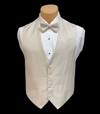 Men's Jean Yves Champagne Tan Tuxedo Vest  Tie Bow or Long Wedding Groom Prom