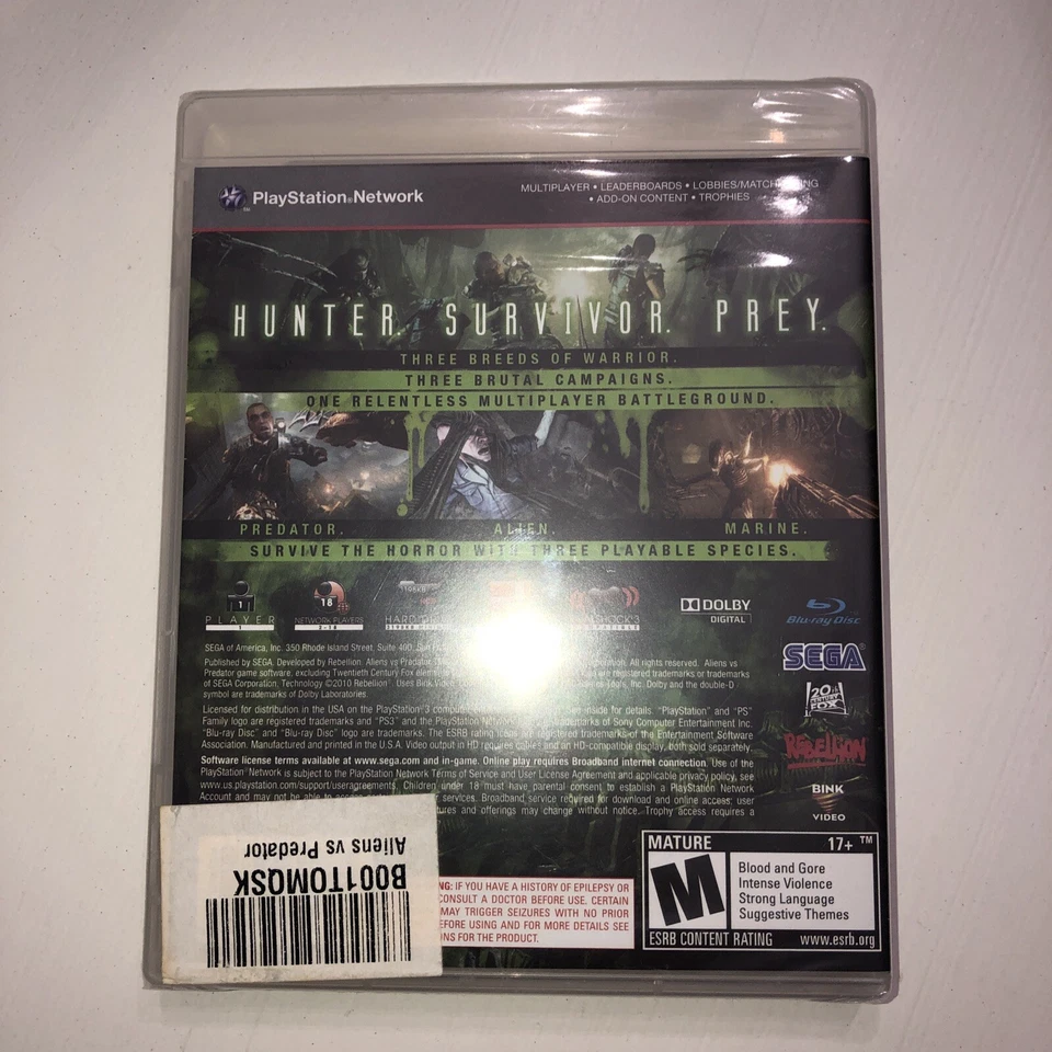 Alien vs. Predator (Sony PlayStation 3, 2010) PS3 New And Factory Sealed Rare - Image 3 of 4