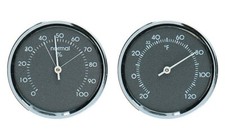 Analog Thermometer and Hygrometer Humidity Gauge Set - Gray with Chrome Bezel