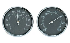 Analog Thermometer and Hygrometer Humidity Gauge Set - Gray with Chrome Bezel