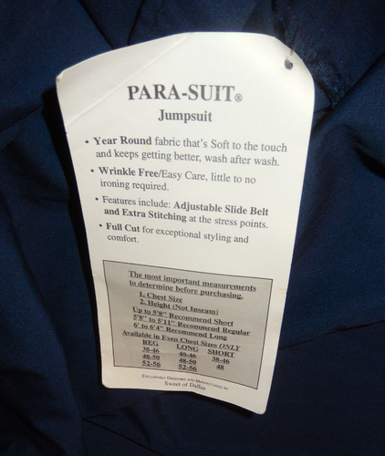 Vintage Para Suit Men's 44 Short Jumpsuit Coveralls Casual Leisure Wear - Picture 6 of 6