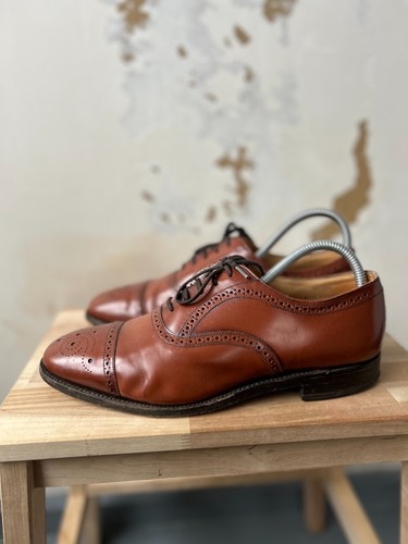 Loake Brown Leather Derby Brogue Shoes Mens Uk7.5 Us8.5 - 第 1/8 張圖片