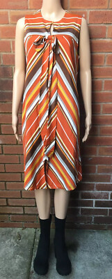 Damen Vintage 1970er Jahre Bards Toronto Streifen Kleid, siehe Fotos & Angebote für Größe.