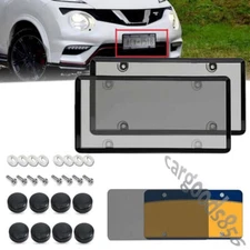 2 PC FLAT LICENSE PLATE SHIELD BUG SHIELD COVER PROTECTOR FOR CAR /AUTO TAG