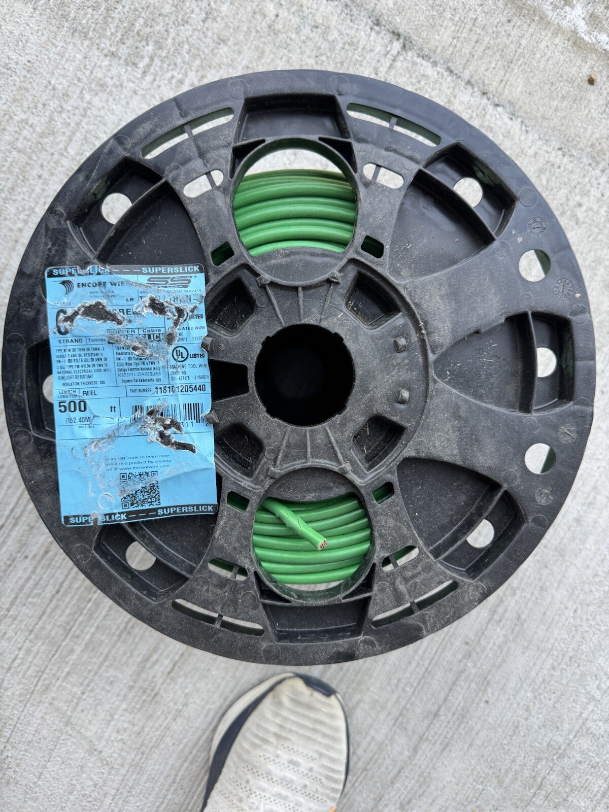 500 Ft 6 AWG Wire Green Jacket