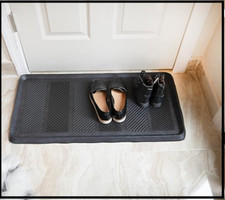 Waterproof Non-Slip Boot Tray Doormat Bundle Indoor/Outdoor Rubber 16"x32" Black