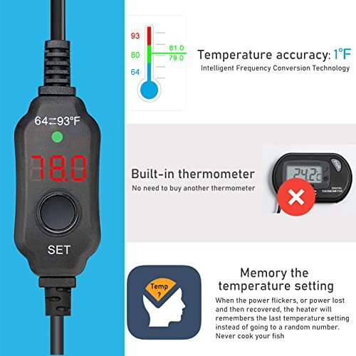 Submersible Aquarium Heater 100W 150W 200W, Adjustable Mini Fish Tank