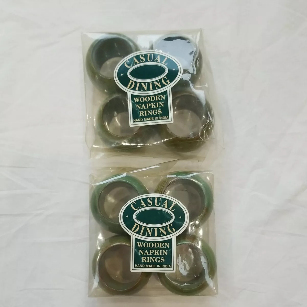 Debenhams wooden napkin rings Casual Dining rings green glossy