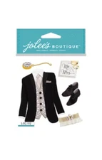 Crafts Stickers Jolee's Wedding Tuxedo Shoes Garter Belt Pocket Watch Mr & Mrs