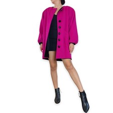 Vintage Saint Laurent Paris Pink 100% Wool Coat Size 36