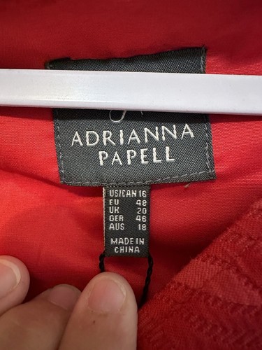 Adrianna Papell ärmellos Box Plissee Cutout im Rücken Partykleid Gr. 16 rot - Bild 4 von 7