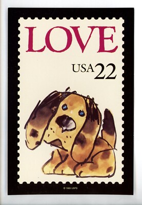 Postcard Stamp Design #2202 CTC LOVE puppy dog 1986