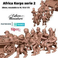 Eskice Miniatures WW2 German Afrika Korps Infantry Squad 2 WWII Bolt Action 28mm