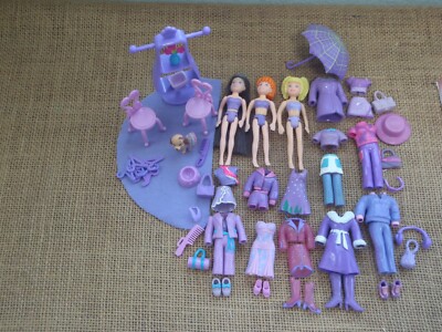 Polly Pocket Doll Lot ''Colors of the Rainbow'' Purple Pet Clothes Rubber C17