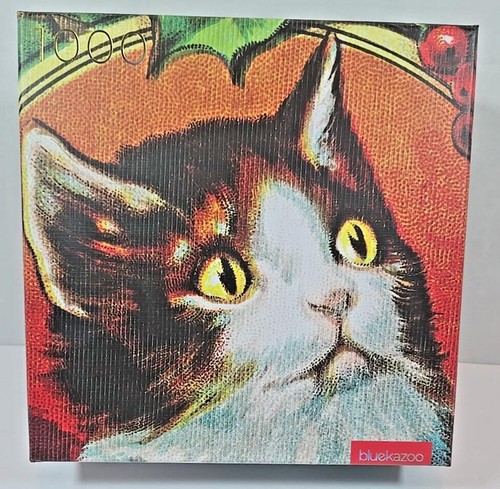 Blue Kazoo 1000pc Jigsaw Puzzle Rare Xmas Kitty B&N Exclusive Colorful Holiday