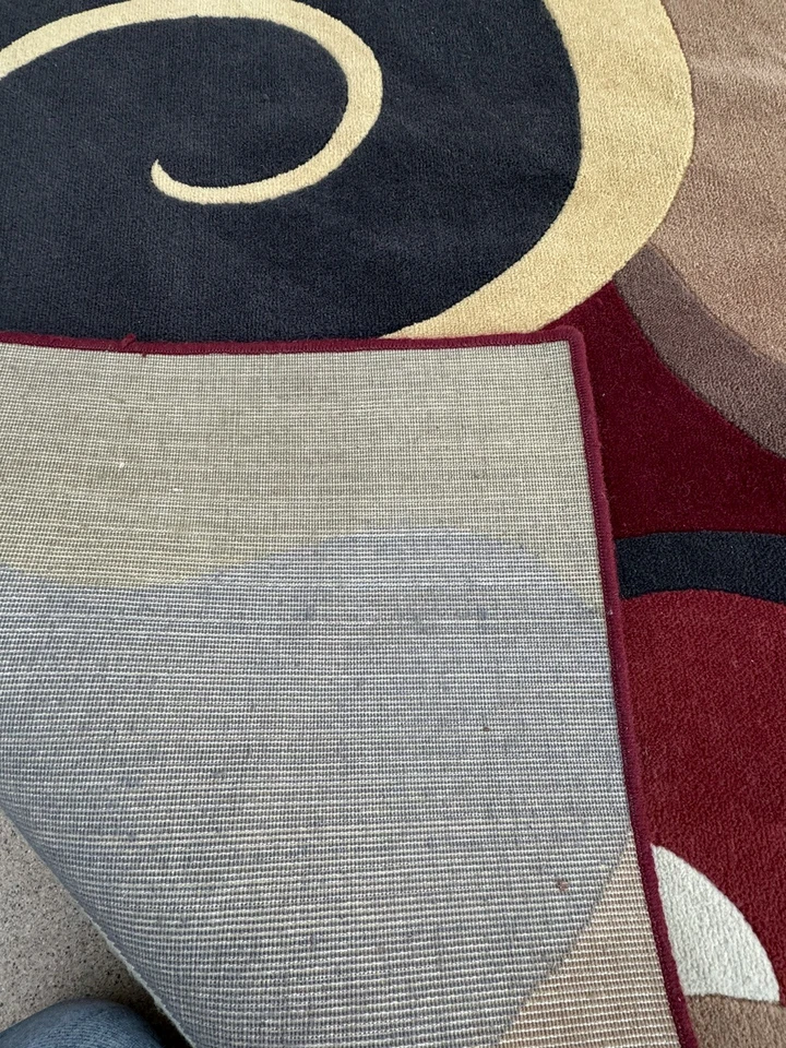 Alfombra abstracta moderna - 92,5” x 118” - estilo giratorio de mediados de siglo Foto 3 de 4