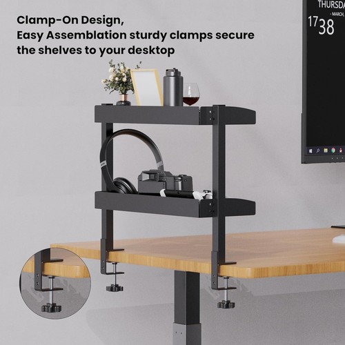 Space-Saving Clamp-On Desk Shelf - 16" Adjustable Storage for Office Supplies - Picture 8 of 9