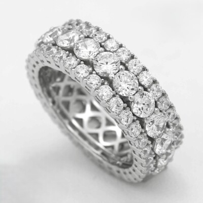 Men's 925 Sterling Silver Brilliant Cubic zirconia Ring #7 8 9 10 11 12,Box