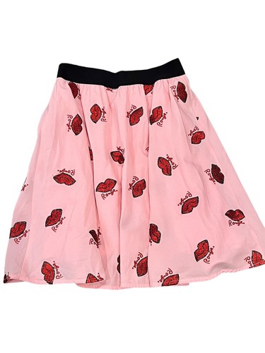Sonia Rykiel Paris Teen Girls Skirt Pink Embroidered Lips Rouge A Line 14 - Picture 10 of 15