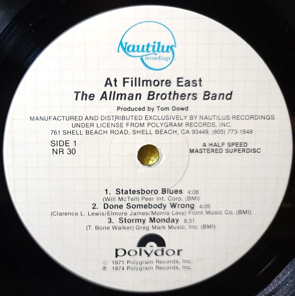 Allman Brothers Band Live LP 1982 Nautilus NR 30 PLEASE FULLY READ DESCRIPTION - Image 3 of 4