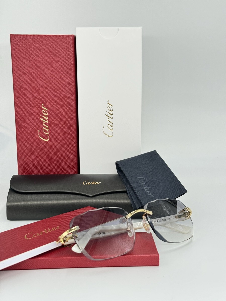 Cartier Rimless Composite Pearly Gold Ref. CT0056O 100% Genuine