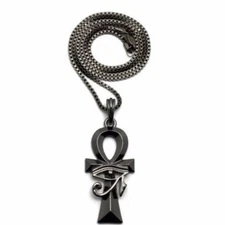 Fashion Jewelry Black ANKH Egyptian Pendant Cross Necklace 11-4