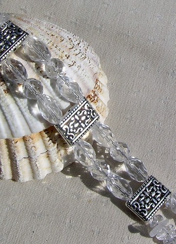 SALE Clear Quartz Gemstone Crystal Chakra Beaded Bracelet "Eternal Ice" - Picture 5 of 6