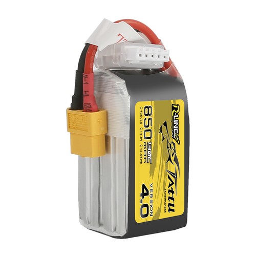 4x Tattu R-Line Version 4.0 850mAh 14.8V 130C 4S Lipo Battery Pack W/ XT60 Plug - Picture 4 of 6