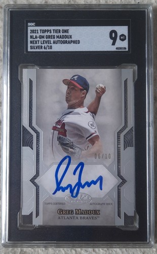 2021 Topps Tier One Greg Maddux Next Level Silver Auto #6/10 MINT 9 SGC
