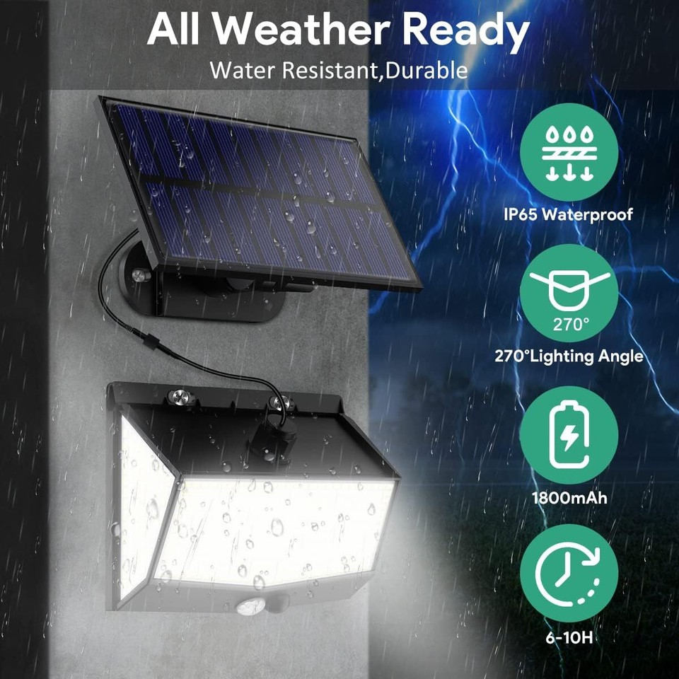 Waterproof 468 LED Solar Power Lights Outdoor PIR Motion Sensor Garden ...