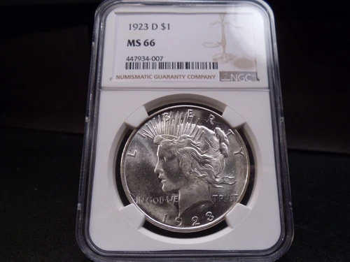 1923-D (Denver Mint) MS66 Peace Dollar NGC Certified Superb Gem - Blast White