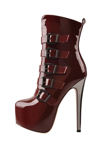 Botas para mujer de plataforma Stiletto de tacón alto delgadas media pantorrilla con cremallera lateral al tobillo - Imagen 5 de 14