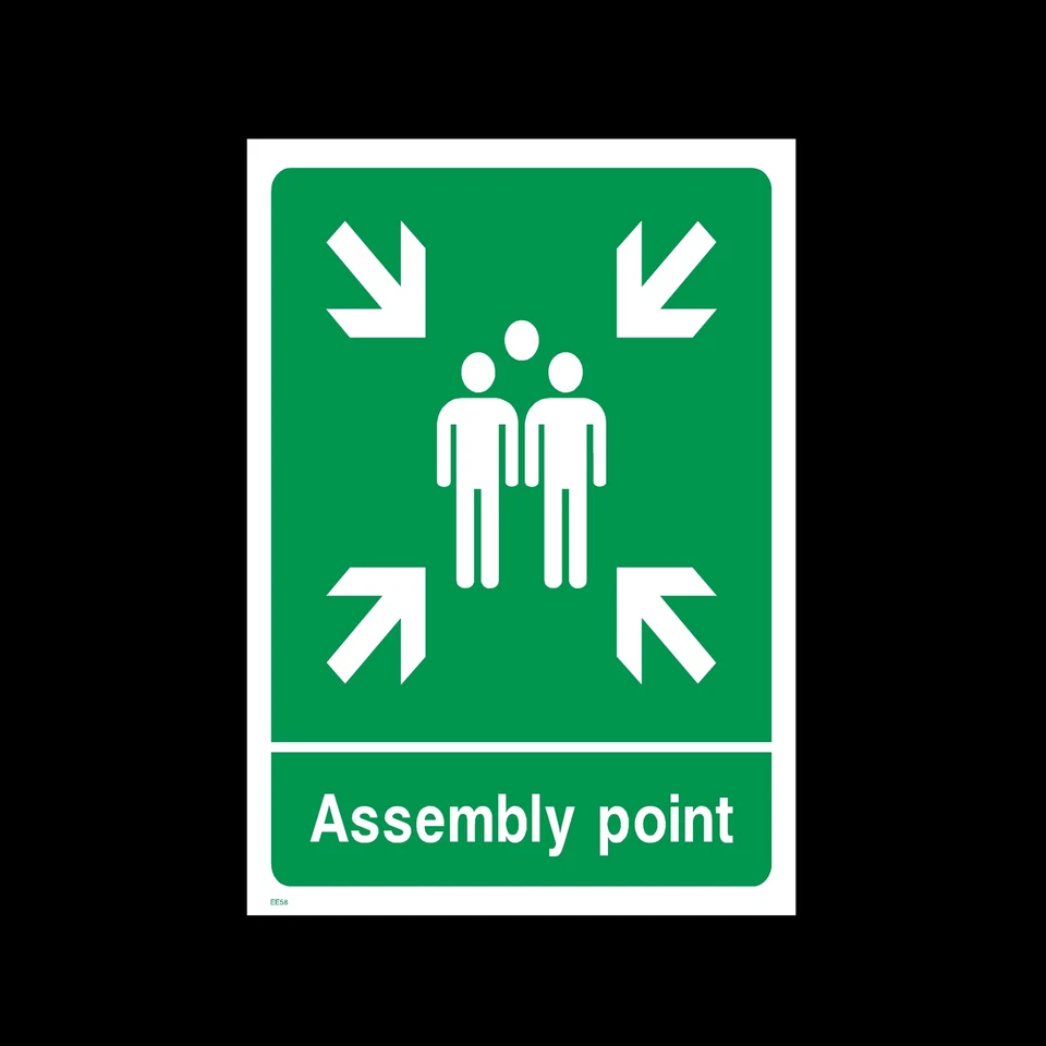 SAFETYSIGNS&STICKERS Fire Assembly Point - 3mm Metal Sign - 3 Sizes - Weatherproof (EE58)
