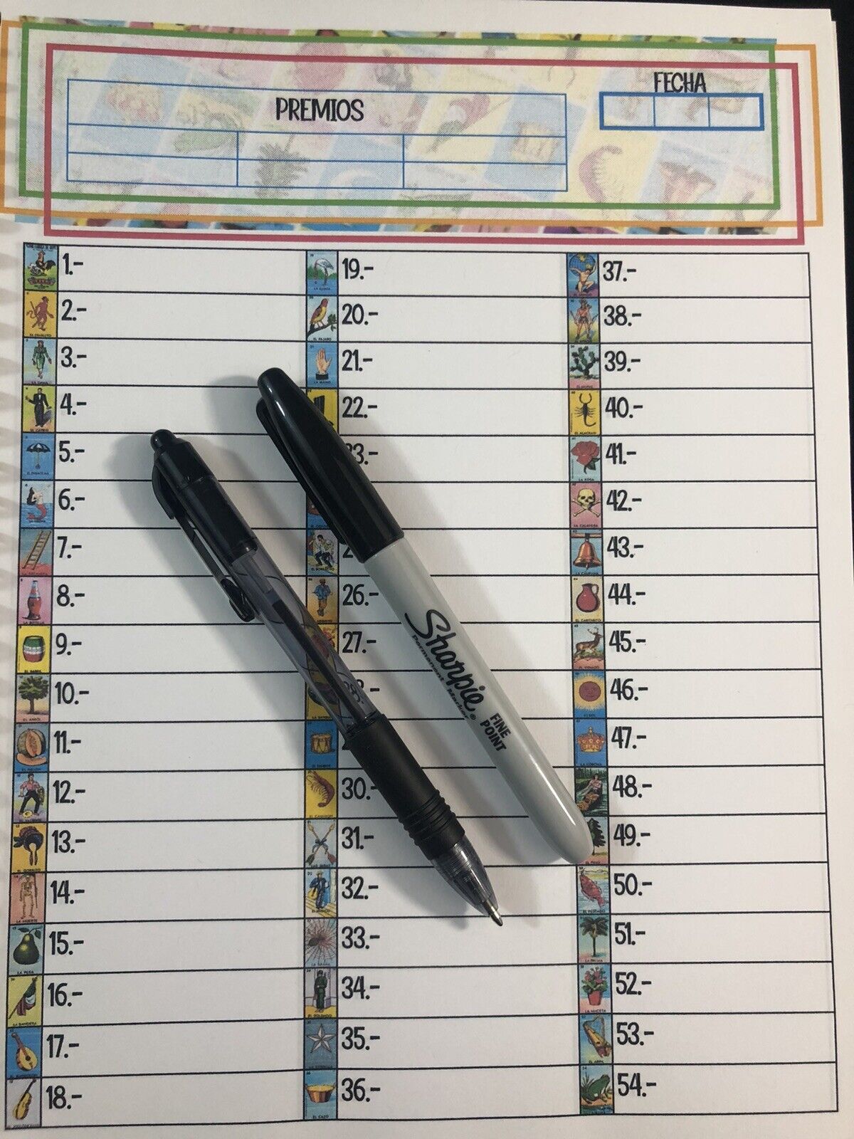 LOTERIA Game Raffle Sheets Laminated Notebook Numbers Name BINGO