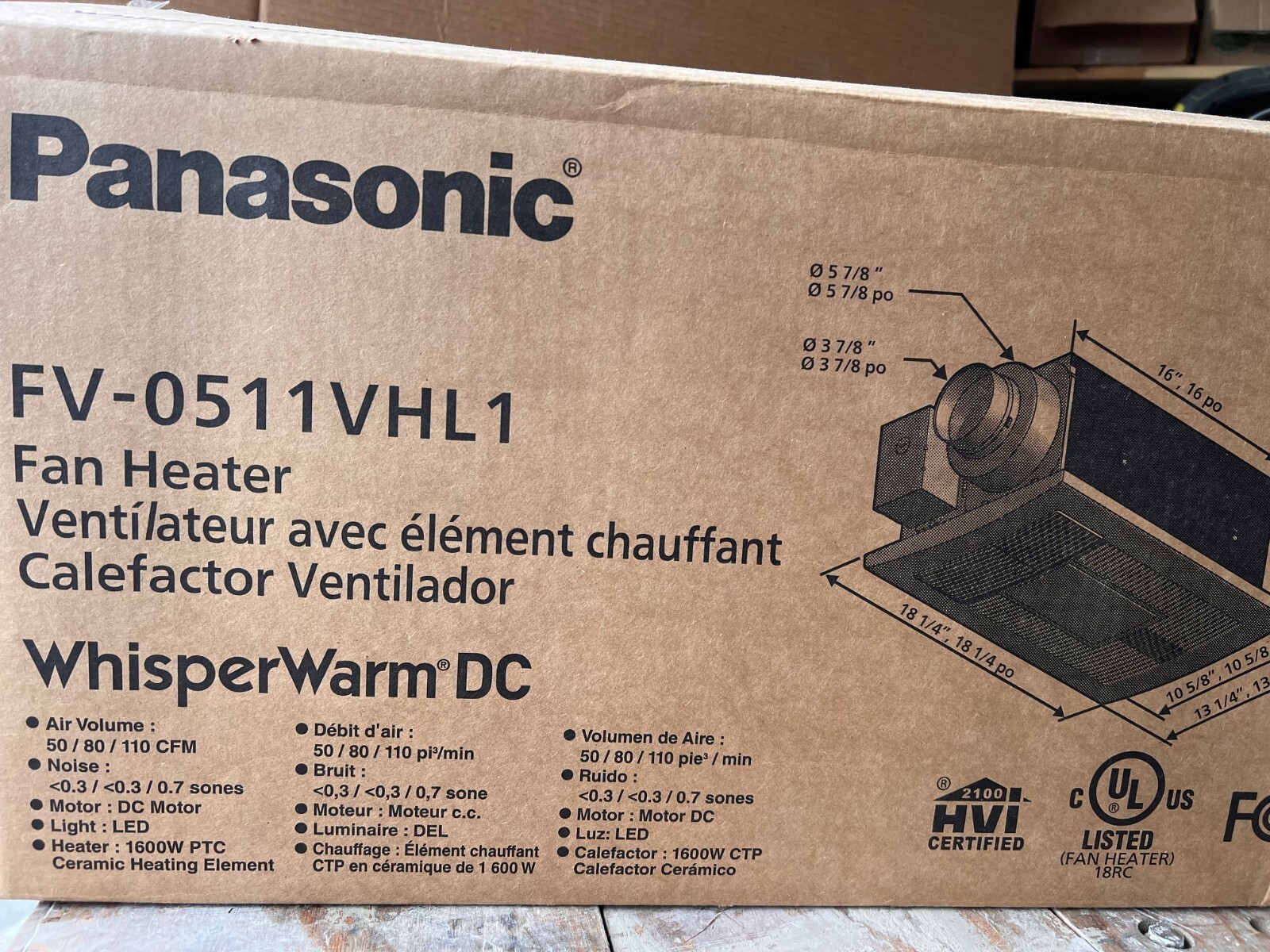 Panasonic FV0511VHL1 WhisperWarm 110 CFM Ceiling Exhaust Fan w/Heater