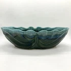 Hull Pottery Bowl Planter Oval Art Nouveau Aqua Dark Green Drip Glaze F77 Vtg