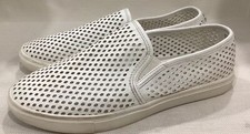 Steve Madden Womens Size 9 M White Perforated Zach Slip On Faux Leather Sneakers