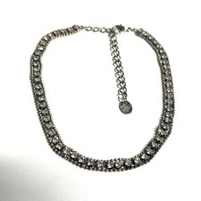 Claire  s Girls Small Necklace Rhinestones  Ball Chain Border 12-15  Sparkly