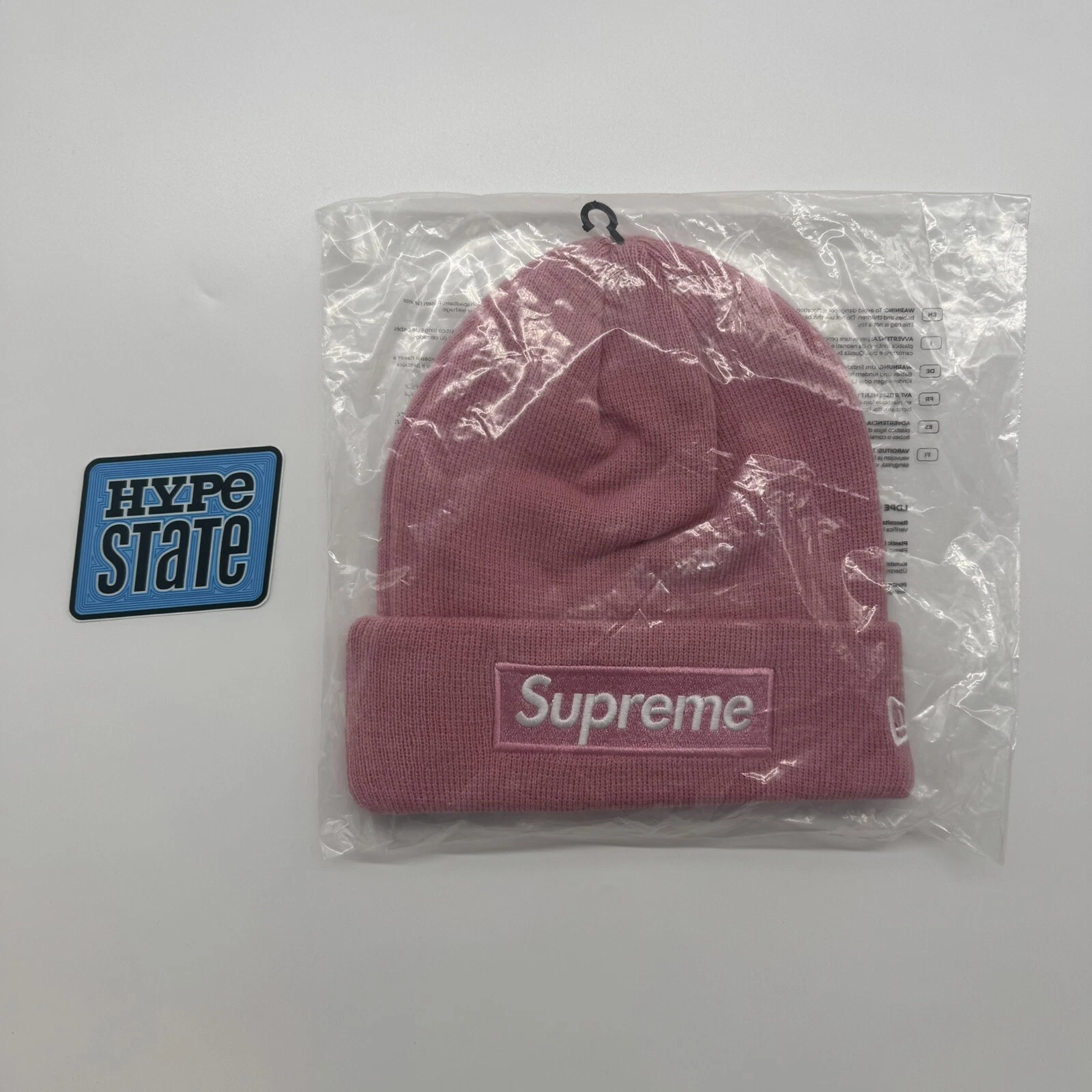 Bonnet Supreme New Era Box Logo (FW24) rose poussiéreux