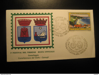 CASTELLAMMARE DEL GOLFO Trapani 1985 Tirreno Gemellaggio Camogli Cancel Cover IT
