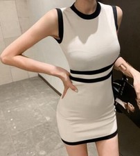 Women's 2024 Socialite Slim Fit Round Neck knitting Package Buttocks Short Dress
