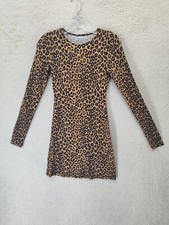 Reformation Women Dress Extra Small Brown Animal Print Tencel Blend Regular Mini
